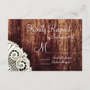 Cartes RSVP de mariage en dentelle rustique