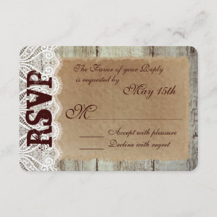 Cartes RSVP de mariage en dentelle rustique