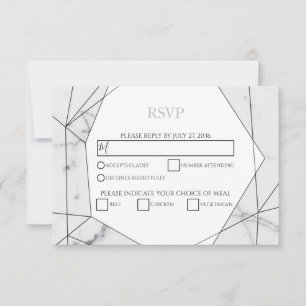 Cartes RSVP de mariage en marbre géométrique éléga