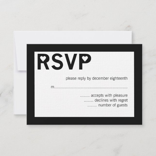 Cartes RSVP de mariage et d'esperie cardiaque mode (Devant)
