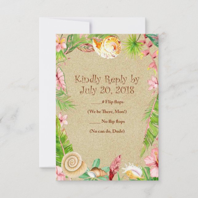 Cartes RSVP de mariage Floral de Beach Sea Shell (Devant)