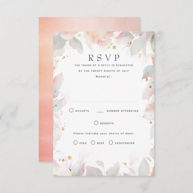 Cartes RSVP de mariage floral léger (Devant / Derrière)