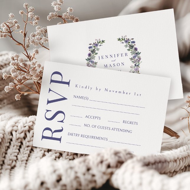 Cartes RSVP de mariage floral violet violet violet (Créateur téléchargé)