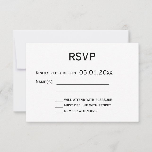 Cartes RSVP De Mariage Gay Noir Et Blanc (Devant)