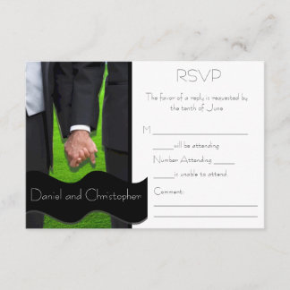 Cartes RSVP de mariage gay personnalisées de deux