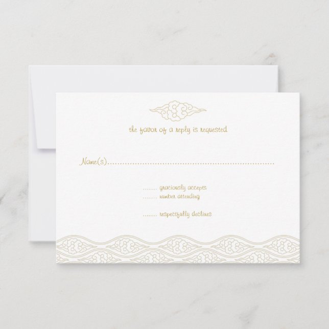 Cartes RSVP de mariage Gold Chinese Nuages (Devant)