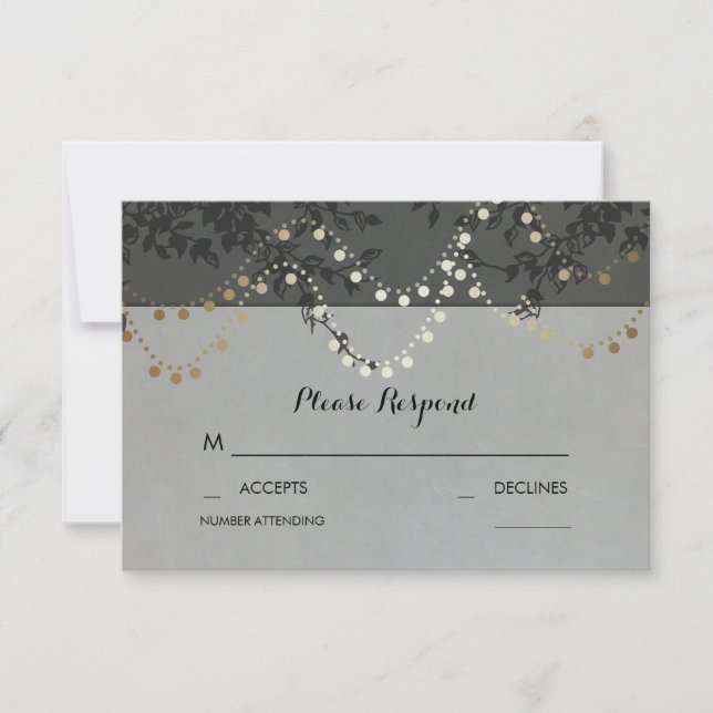 Cartes RSVP de mariage Gold Foil String (Devant)