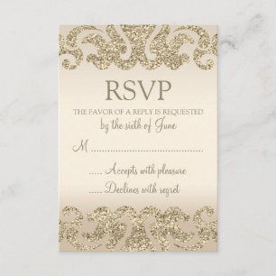 Cartes RSVP de mariage Gold Parties scintillant