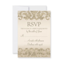 Cartes RSVP de mariage Gold Parties scintillant