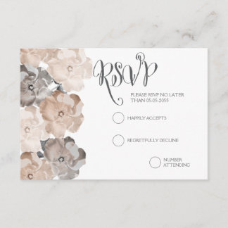 Cartes RSVP de mariage gris Rose vintage