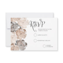 Cartes RSVP de mariage gris Rose vintage