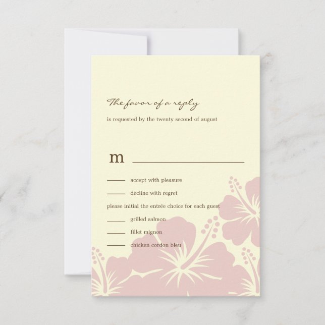 Cartes RSVP de Mariage Hibiscus (Rose) (Devant)