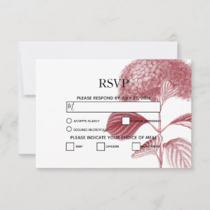 Cartes RSVP de Mariage Hydrangea Bourgogne élégant