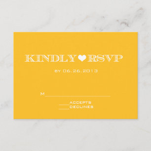 Cartes RSVP de Mariage Jaune au Coeur mignon