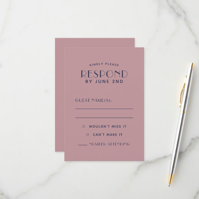 Cartes RSVP de mariage Marine Simple Clean Minimal (Devant/Arrière en situation)
