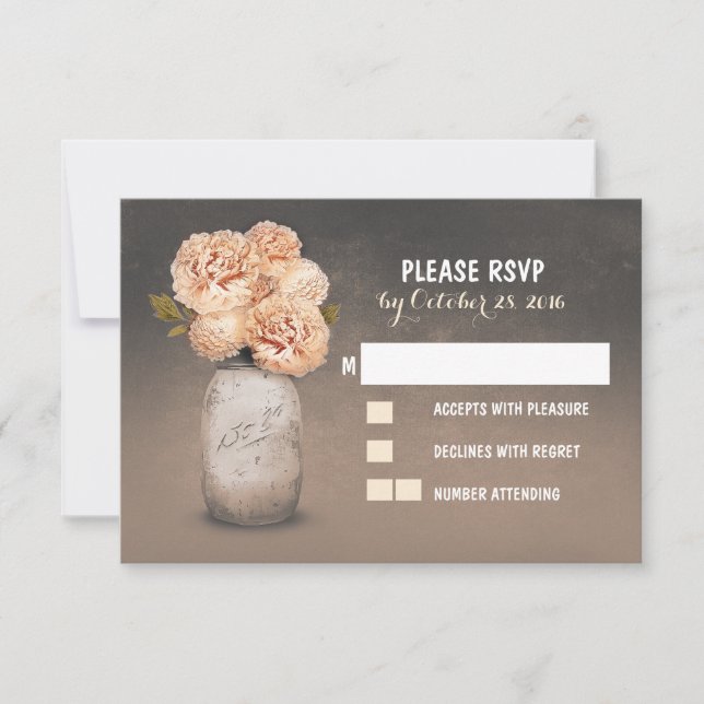 Cartes RSVP de mariage mignonées en pot de mason (Devant)