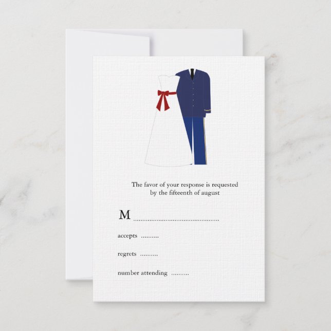 Cartes RSVP de mariage militaire (Devant)