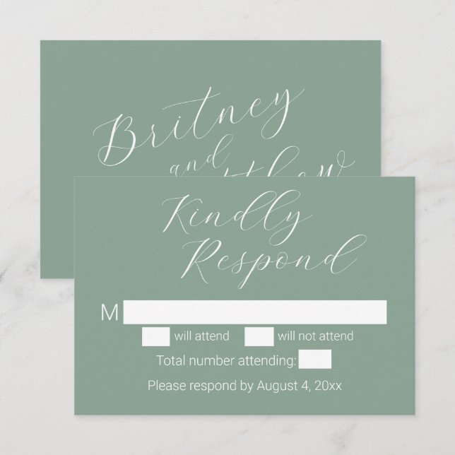 Cartes RSVP de mariage minimaliste simple (Devant / Derrière)