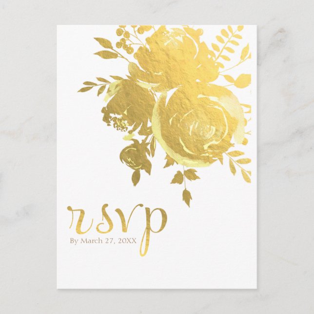 Cartes RSVP de mariage moderne élégant avec roses  (Devant)