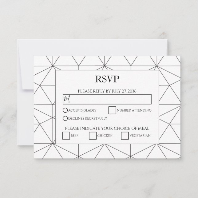 Cartes RSVP de mariage Motif géométrique élégantes (Devant)