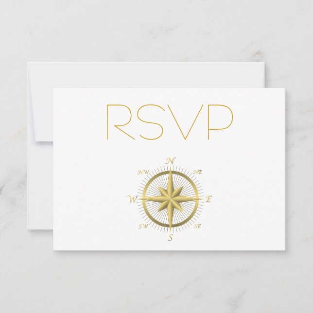Cartes RSVP de mariage nautique blanches (Devant)