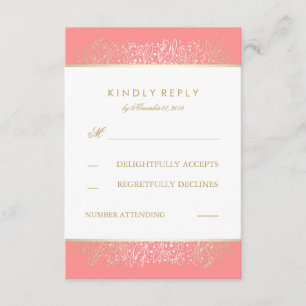 Cartes RSVP de mariage pour bébé rose et or