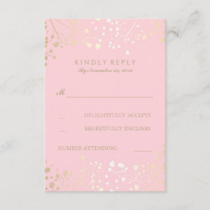 Cartes RSVP de mariage pour bébé rose et or
