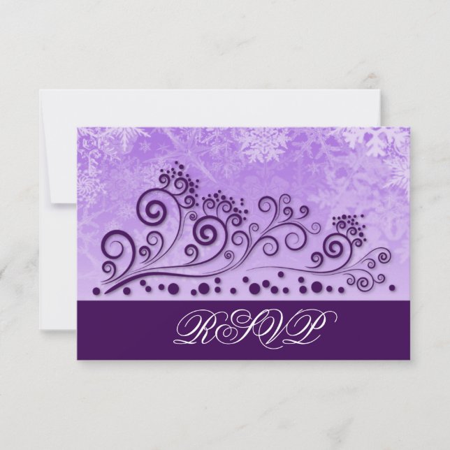 Cartes RSVP de mariage pour flocon de neige violet (Devant)