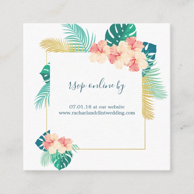 Cartes RSVP de mariage pour hibiscus hawaïens (Devant)
