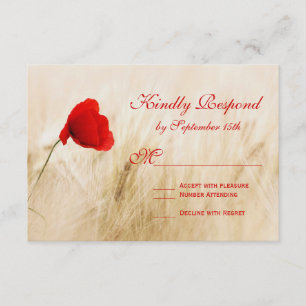 Cartes RSVP de mariage pour la fleur de pavot roug