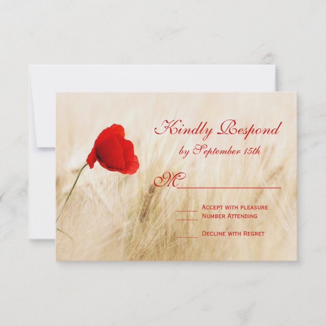 Cartes RSVP de mariage pour la fleur de pavot roug (Devant)