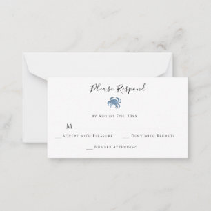 Cartes RSVP de mariage pour le crabe bleu aquarell