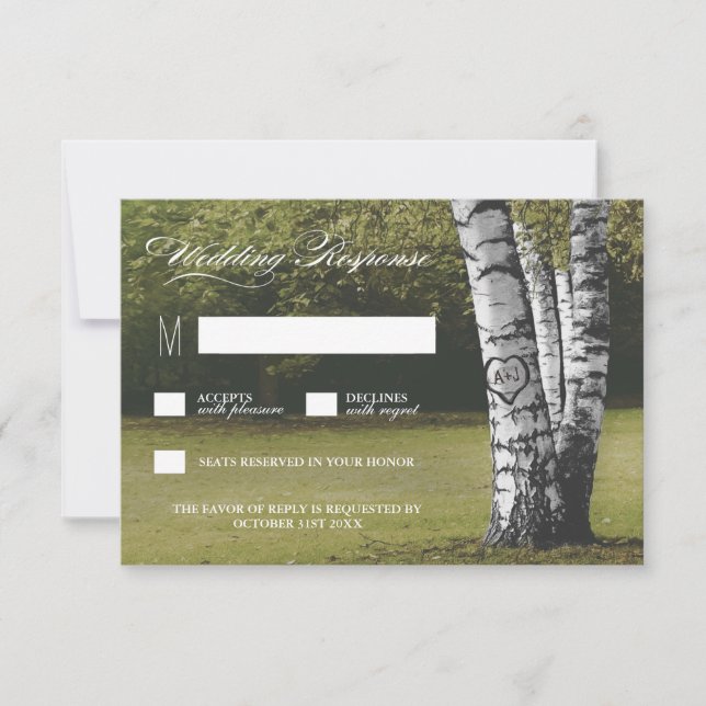 Cartes RSVP de mariage pour oiseaux cardiaques scu (Devant)