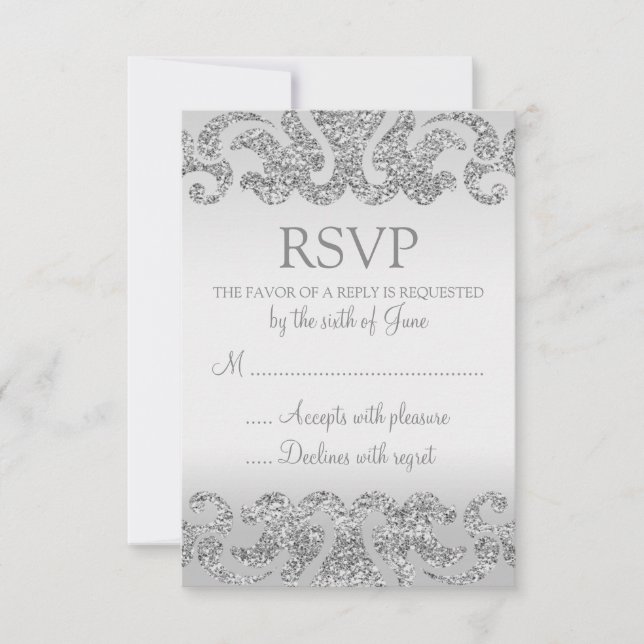 Cartes RSVP de mariage pour Parties scintillant en (Devant)