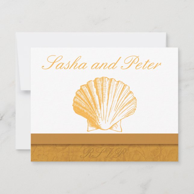 Cartes RSVP de mariage pour plage de sable doré (Devant)