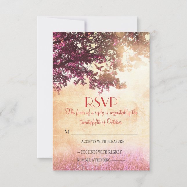 Cartes RSVP de mariage pour vieux chêne rustique (Devant)