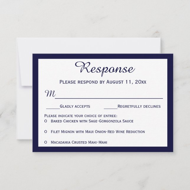 Cartes RSVP de mariage pour voilier bleu marine na (Devant)