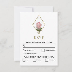 Cartes RSVP de Mariage Protea Rustique King