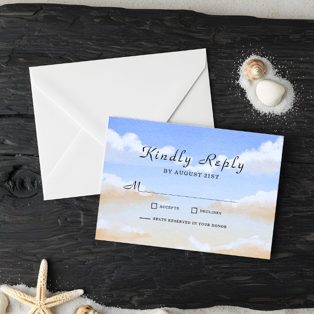 Cartes RSVP de mariage Radiant Blue Sky Summer Bea (Créateur téléchargé)