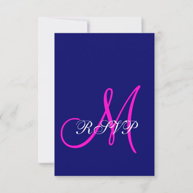 Cartes RSVP de mariage rose bleu (Devant)