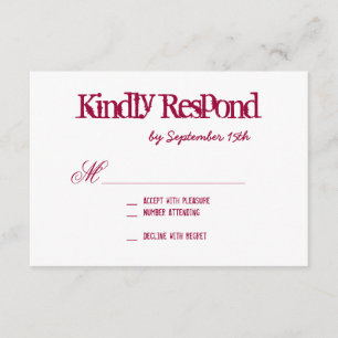 Cartes RSVP de mariage rose chaud Fuchsia