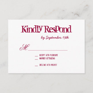 Cartes RSVP de mariage rose chaud Fuchsia