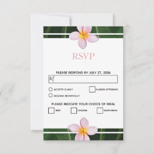Cartes RSVP de mariage rose Frangipani Plumeria