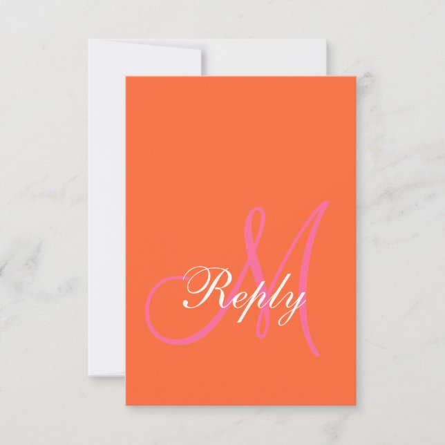 Cartes RSVP de mariage rose orange (Devant)