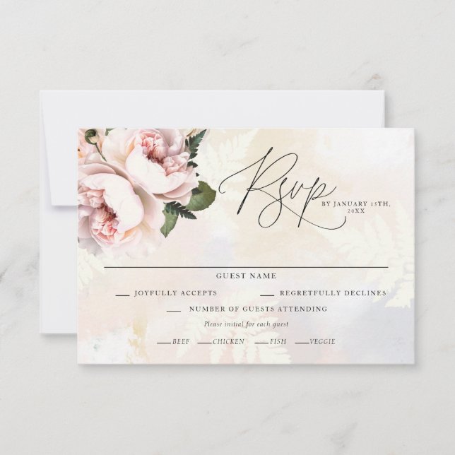 Cartes RSVP de mariage rose vif (Devant)