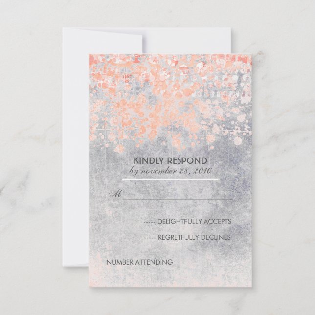 Cartes RSVP de mariage rose Vintage (Devant)
