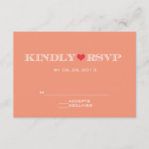 Cartes RSVP de Mariage Rouge Coeur Cute