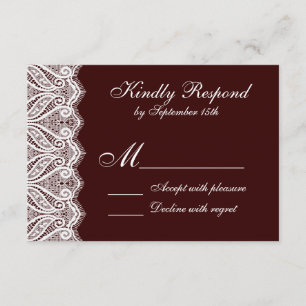 Cartes RSVP de Mariage Rouge en dentelle Vintage r