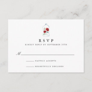 Cartes RSVP de mariage rouge Rose