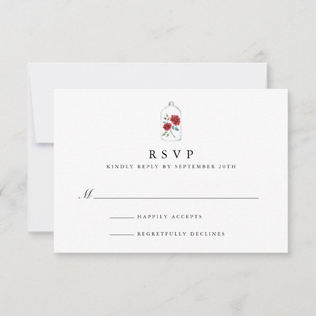 Cartes RSVP de mariage rouge Rose (Devant)